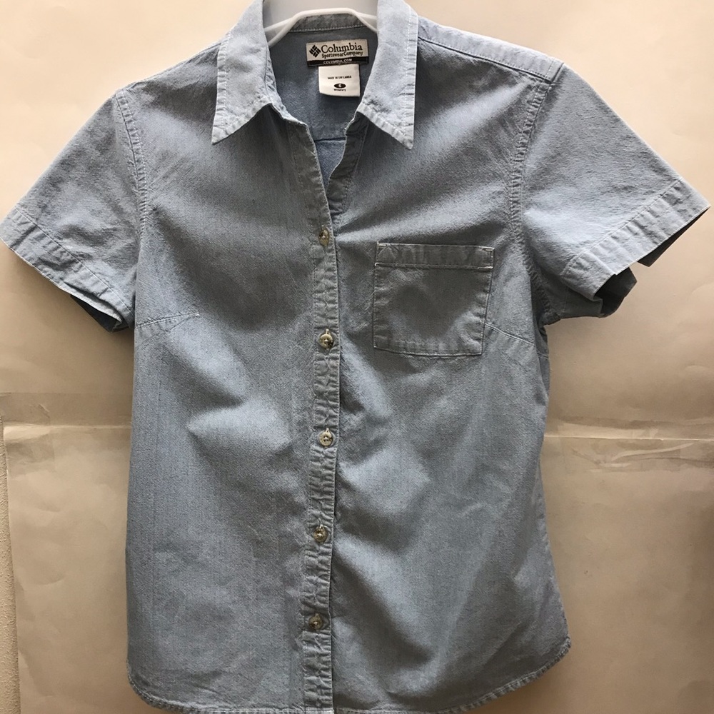 Columbia Short Sleeve Button Down Blouse Shirt